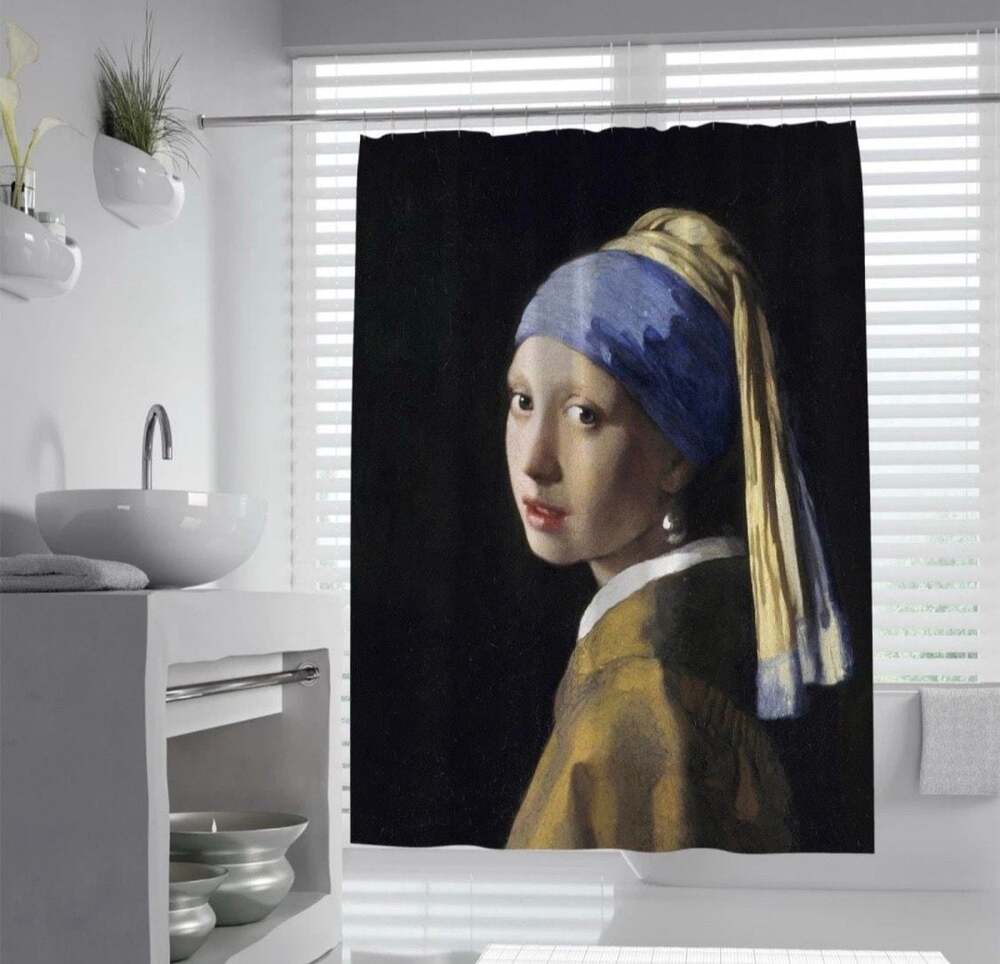 Museum Collection Girl w/ a Pearl Earring Fabric Shower Curtain Johannes Vermeer